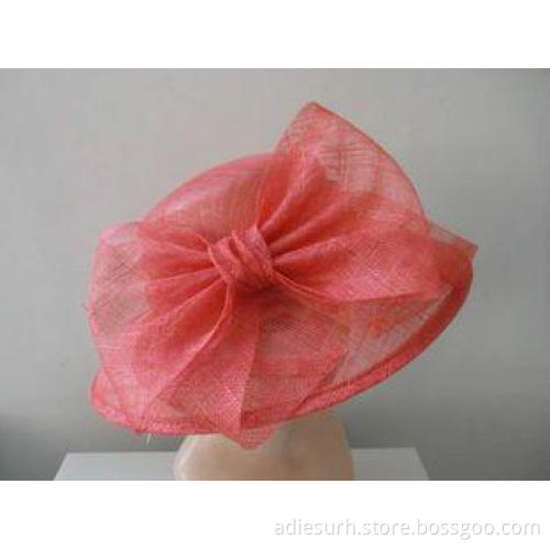 Stylish Red Sinamay Hats For Women Trimmed With Elegant Big